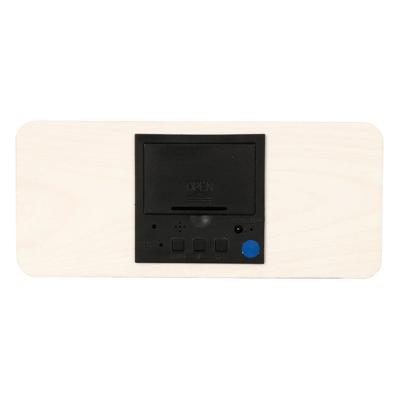 USB Sound Control Wooden Qi Wireless Phone Charger Dock Digital LED Alarm Clock