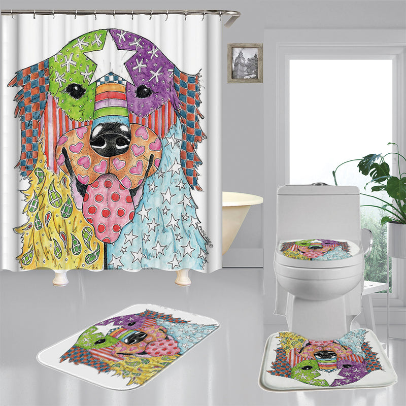 180 x 180CM Shower Curtain Dog Pattern Print Waterproof Polyester Bathroom Shower Curtain
