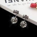 Sweet 925 Sterling Silver Earrings Full Rhinestone Bowknot Ball Stud Earrings for Women