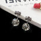 Sweet 925 Sterling Silver Earrings Full Rhinestone Bowknot Ball Stud Earrings for Women