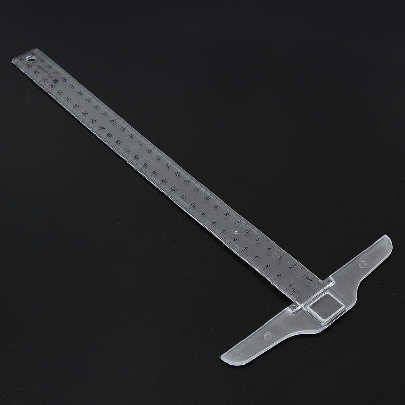 30cm Plastic Clear Head T-Square Graduated Measurement Ruler Home Garden Tool