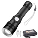 XANES X-851 XH-P50 Zoomable Flashlight USB Rechargeable 3 Modes Waterproof LED Light 18650 Battery