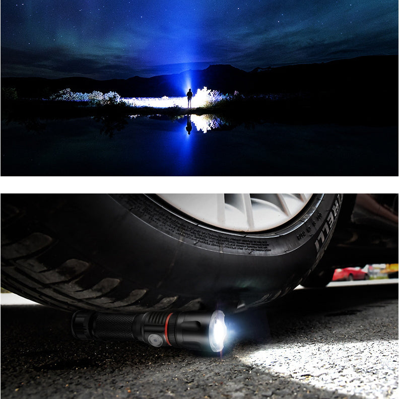 XANES M9 T6+COB Zoomable 4Modes USB Rechargeable LED Flashlight Outdoor Waterproof 18650 Flashlight with Tail Magnetic Suction