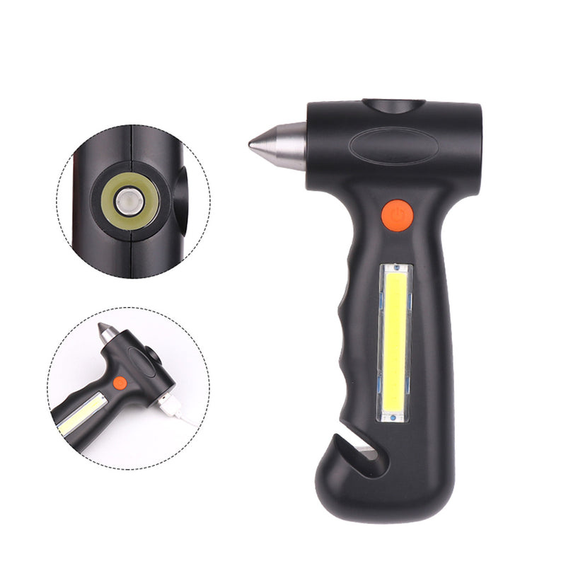 Multifunction EDC Tool USB 1200mAh Flashlight Hammers Cutter Magnetic Emergency Survival Tool