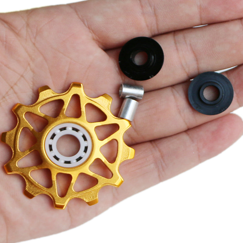 Qikour Cycling Bicycle Bike Rear Derailleur Ceramic Guide Pulley 12T Tooth Guide Wheel