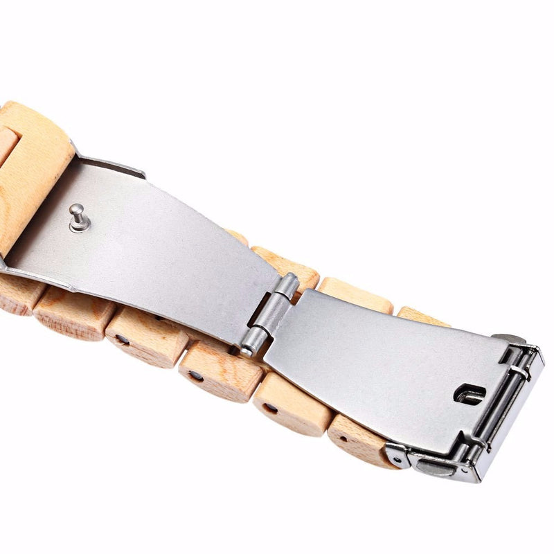 BEWELL ZS-W086B Men Natural Wooden Auto Calendar Display Fashion Quartz Wrist Watch