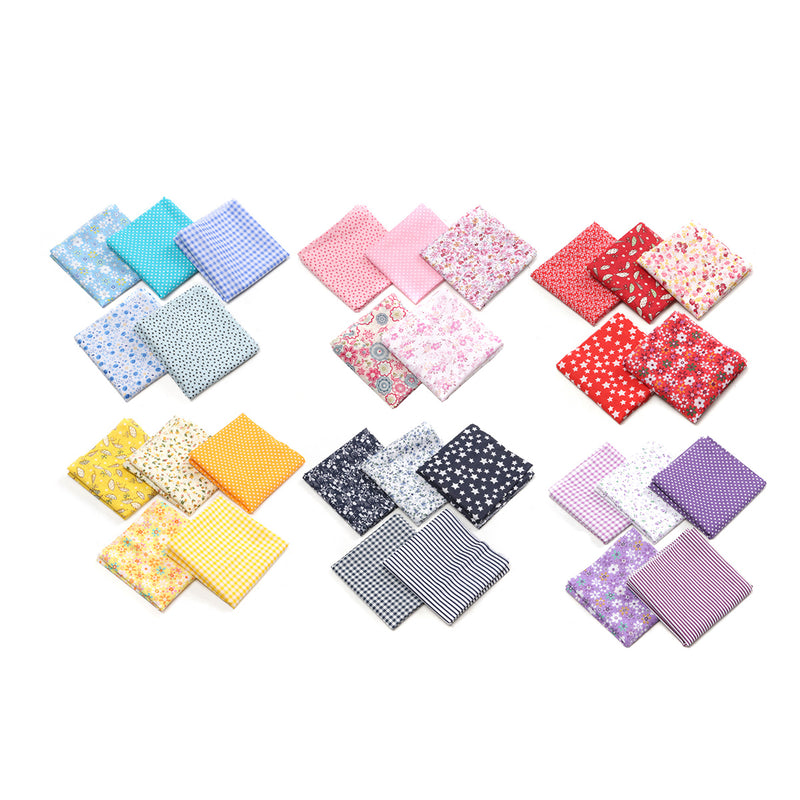5PCS/Set 19.7'' Series Fabric Cotton Bundles Fat Quarters Polycotton Material Florals Gingham Spots Non Woven Fabric