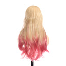 Women's Fashion Blonde Wig Ombre Pink Sweet Wave Wig Curly Hair Long Big Wave Wig