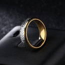 Punk Gold Color Stainless Steel Finger Ring Hip Hop Black Geometry Ring for Men