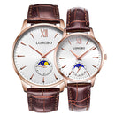 LONGBO 5008 The Sun The Moon The Stars Leather Band Waterproof Men Women Quartz Watch
