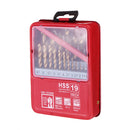 Drillpro 19Pcs M2 HSS 6542 Twist Drill Bit Set 1-10mm Titanium Coated Drill Bit with Metal Box for Wood Metal Drilling