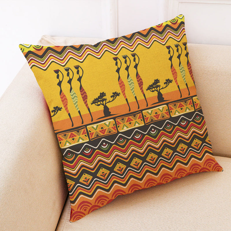 Ethnic Style Cotton Linen Cushion Cover Square Decoration Pillowcase House Decor Pillow Case