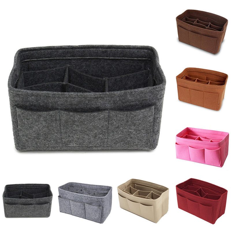 Felt Insert Bag Multi Pockets Handbag Purse Organizer Cosmetic Makeup Travel Desktop Organizer