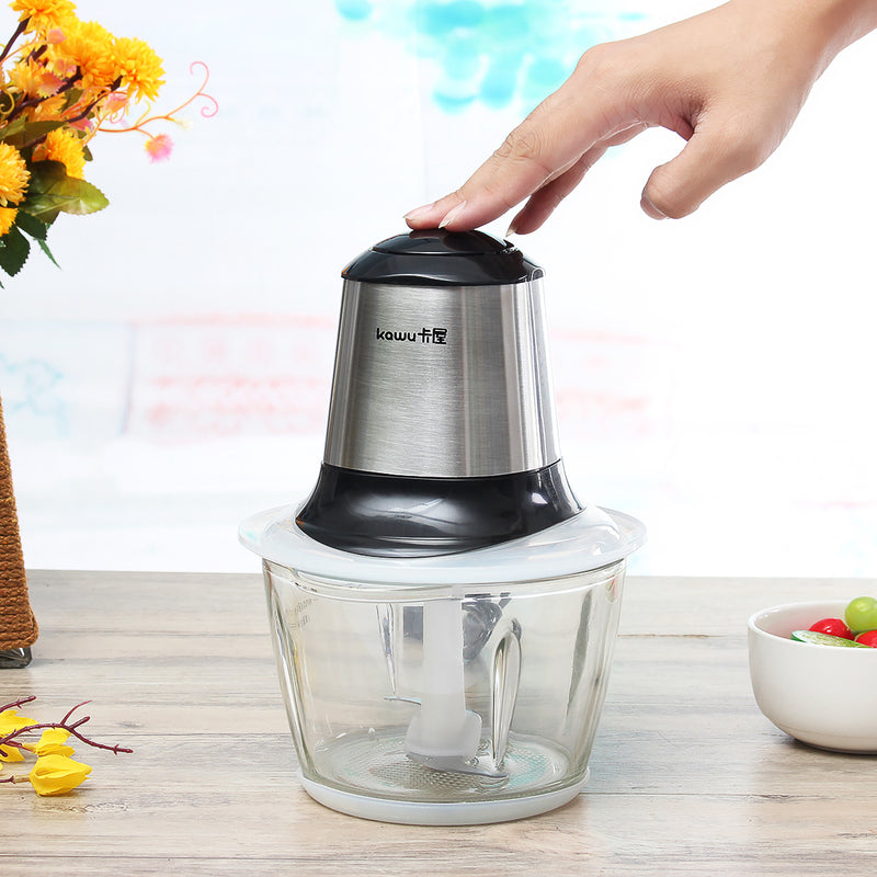 1.2L 220V Electric Meat Grinder Stainless Steel Sausage Maker S-Shaped Double Layer Swirling Razor Blade Processor with Anti Slip Base