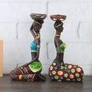 2Pcs Resin Figurine Craft Candlestick African Women Beauty Lady Statue Decorative Hardware
