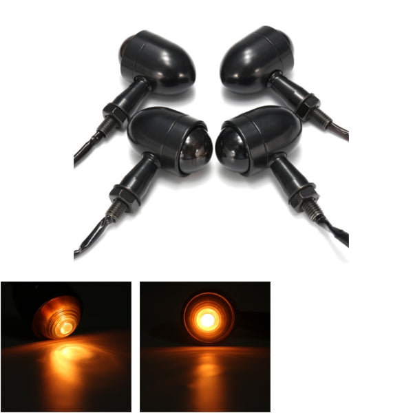 4x Mini Turn Signal Blinker Lights Bulbs & Bracket For Harley Cafe Racer Bobber Chopper