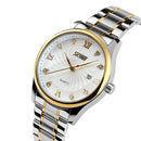SKMEI 9101 Business Style Men Wrist Watch Full Steel Calendar Crystal Quartz Watch