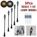 5Pcs/Set 1:43 HO Scale LED Model Post Street Garden Light Railway Train Lamps