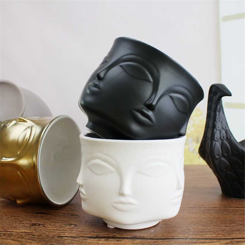 Modern Ceramic Flower Pot Vase Dora Maar Musa Jonathan Adler Decoration Head Figure Design