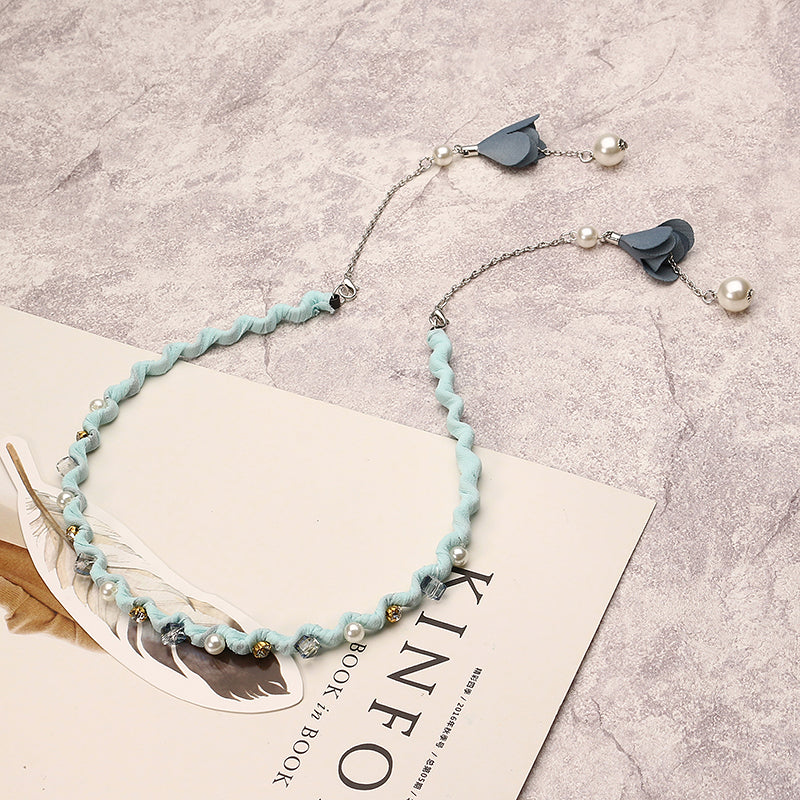 Elegant Hair Band Sweet Flower Pearl Pendant Fake Earrings Headbrand Hair Accessories for Women Girl