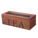 Tea Bag Stores Wooden Tea Box 3 Compartments Hinged Glass Lid Tea Organizer Jewelery Box Storage