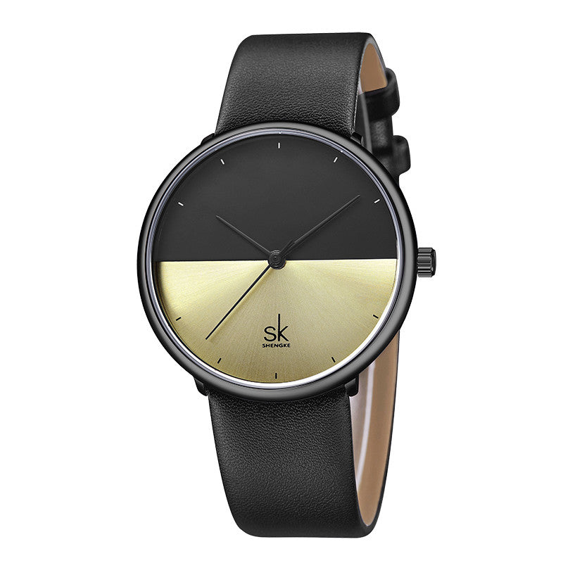 SHENGKE SK K9016 Fashion Double Color Creative Dial Leather Strap Couple Watch Quartz watch