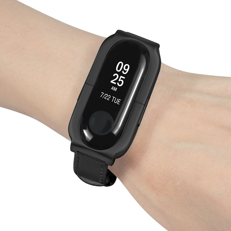 Bakeey Replacement Matte Case Leather Anti-lost Design Watch Band for Xiaomi Miband 3