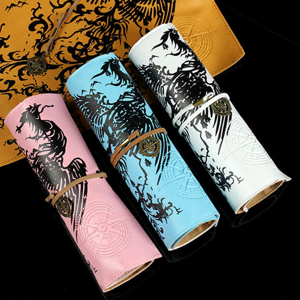 Vintage Retro Treasure Map Pencil Case Student PU Stationery Bag