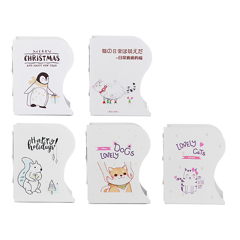 Telescopic Folding Book Stand Bookends Bookshelf Office Cartoon Animal Squirrel Penguin Cat Dog Patterns Book Folder Students Storage Stationery