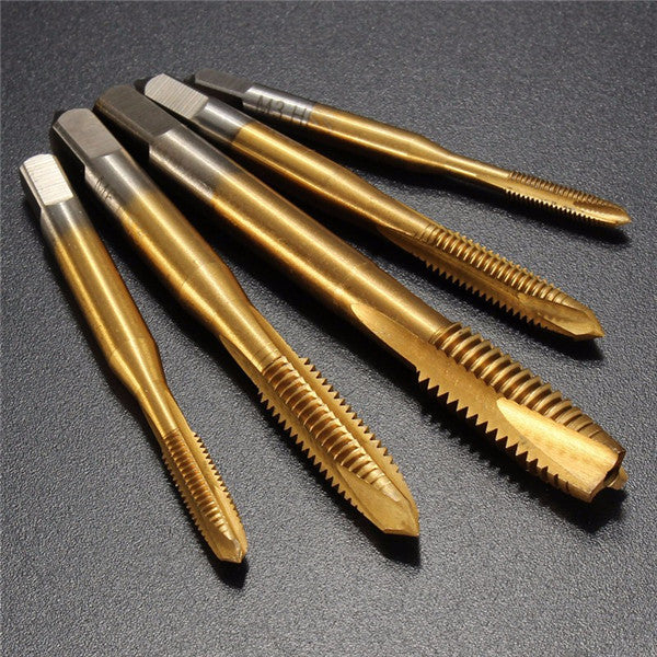 5pcs M3-M8 HSS Spiral Point Tap Straight Flute Metric Titanium Machine Screw Tap