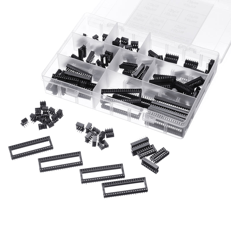 122pcs DIP IC Socket Adaptor Solder Type Socket Kit 6/8/14/16/18/24/28/40 Pins