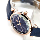 SHENGKE SK K0099 Crystal Radiation Pattern Dial Women Elegant Leather Strap Quartz Watch