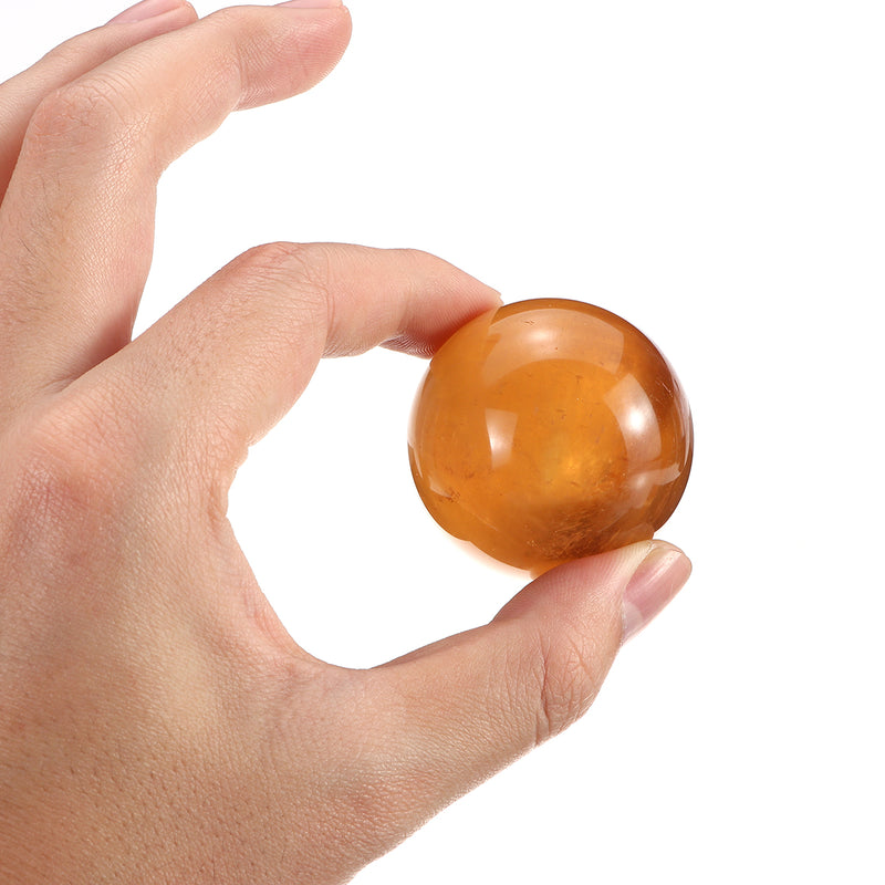 40mm Crystal Ball With Base For Home Decorations Yellow Natural Stones Specimen