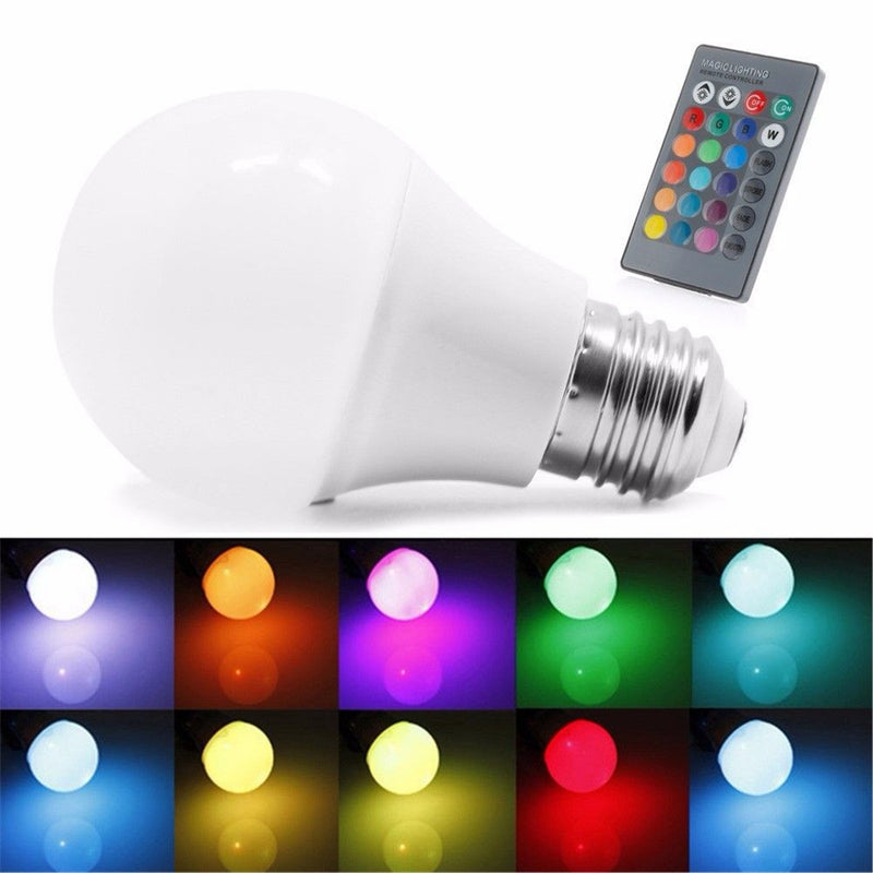 E27 5W RGB 16 Color LED Globe Bulbs RGB LED Light With 24Key Rmote Control AC 85-265