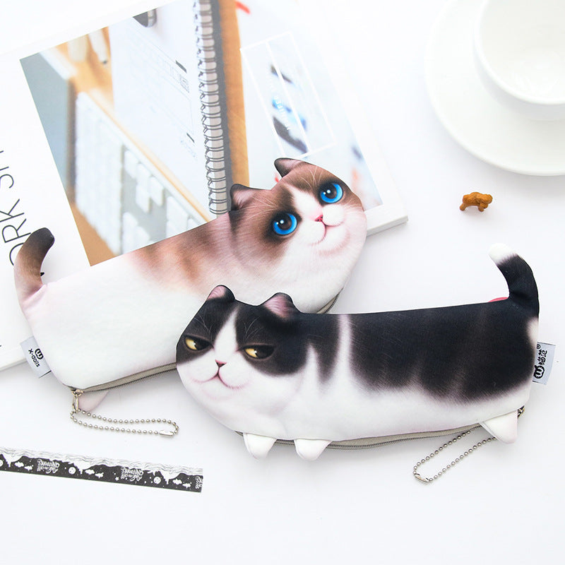 WAM PC-08 Simulation Cat Pencil Case School Stationery Pen Bag Multifunctional Cosmetic Bag