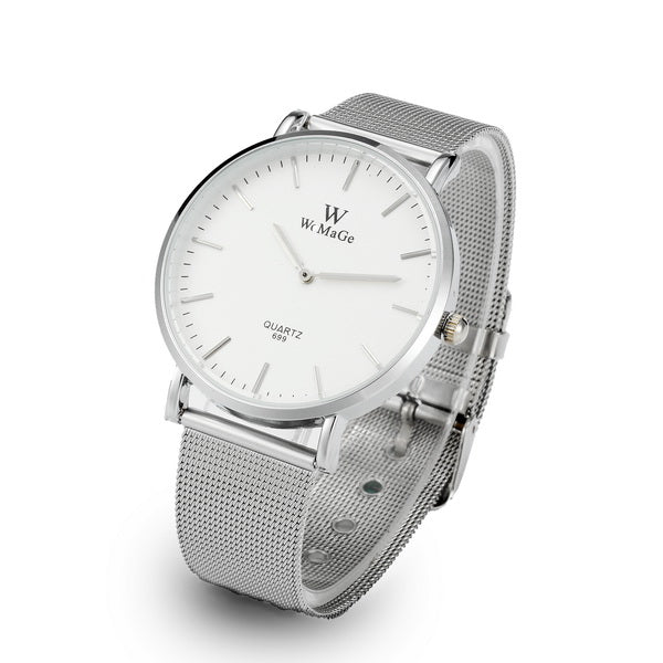 Fashion Couple Quartz Watch Casual Rose Gold Mesh Band Wrist Watch