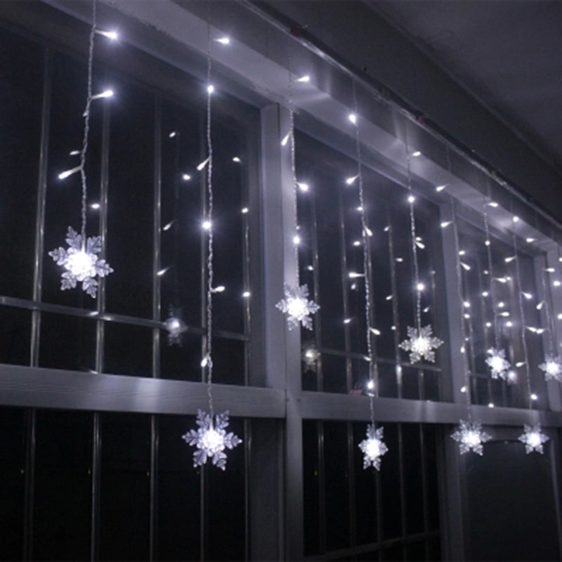 3.8M LED Curtain Snowflake String Lights LED Fairy Lights 8 Modes 220-240V Christmas Lights