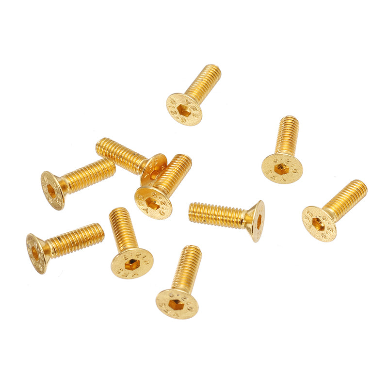 Suleve M3AH1 10Pcs M3*10 Countersunk Head Hex Socket Screws Steel Alloy Titanium Plating Gold