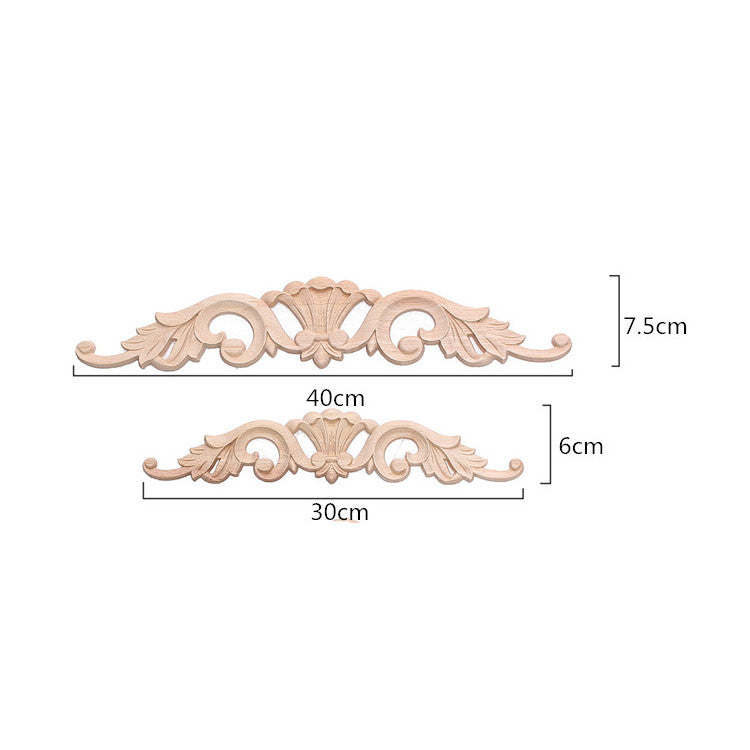 Wood Carved Applique Frame Onlay Furniture Decoration Unpainted Flower Design