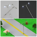20PCS 3V Model Railway Layout Train LED Lamp Street Light Double Head HO N Scale 1:75 1:100 1:200