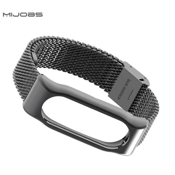 Mijobs Replacement Stainless Steel Frame Bracelet Wristband For Xiaomi Miband 2