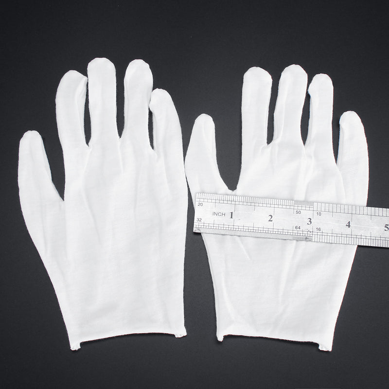 12 Pairs Work Gloves White Inspection Cotton Non-Slip Coin Jewelry Lightweight Gloves