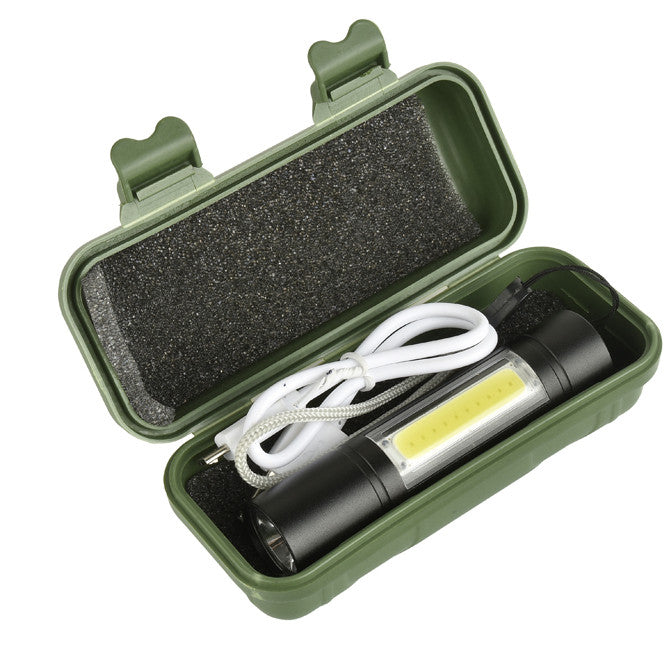 XANES 1518 XPE+COB 2Lights 1000Lumens 3Modes USB Rechargeable Brightness EDC LED Flashlight Suit