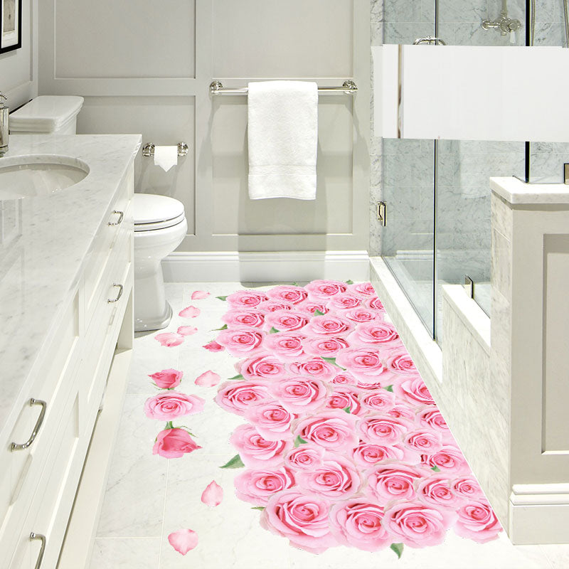 Miico FX82023 3D Rose Decorative Sticker Floor Sticker Bathroom Sticker Wall Sricker DIY Sticker