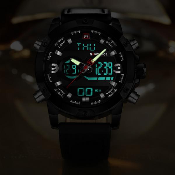 NAVIFORCE NF9097 Fashion Men Dual Display Watch Luxury Leather Strap Sport Watch