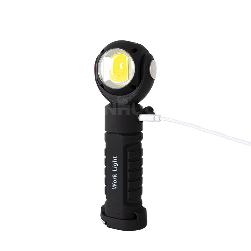 XANES TM-D13 Q5+COB 7Modes 360 Rotating Head Flashlight With 18650 Battery 1500mAh USB Charging Magnetic Attraction Hook LED Torch Light