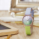 SHENGKE SK K8029 Fashion Color Gradient Leather Strap Luxury Women Crystal Dial Quartz Watch