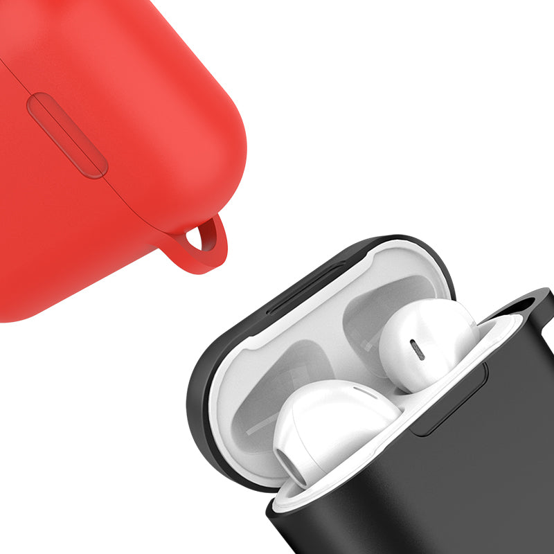 LINGCHEN LC-247 Portable Shockproof Dirtproof Soft Liquid Silicone Cover Wireless bluetooth Earphone Storage Case with Hook for AirPods 1 / AirPods 2