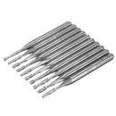 Drillpro 10pcs 3.175mm Shank End Mill 0.8-2mm Diameter Two Flutes CNC Milling Cutter