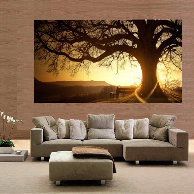 3Pcs Sunset Combination Painting Printed On Canvas Frameless Drawing Home Background Paper Art